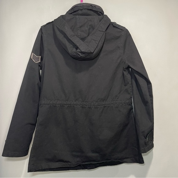 Monarda Patchwork Utility Black Jacket with Hood - Picture 6 of 13